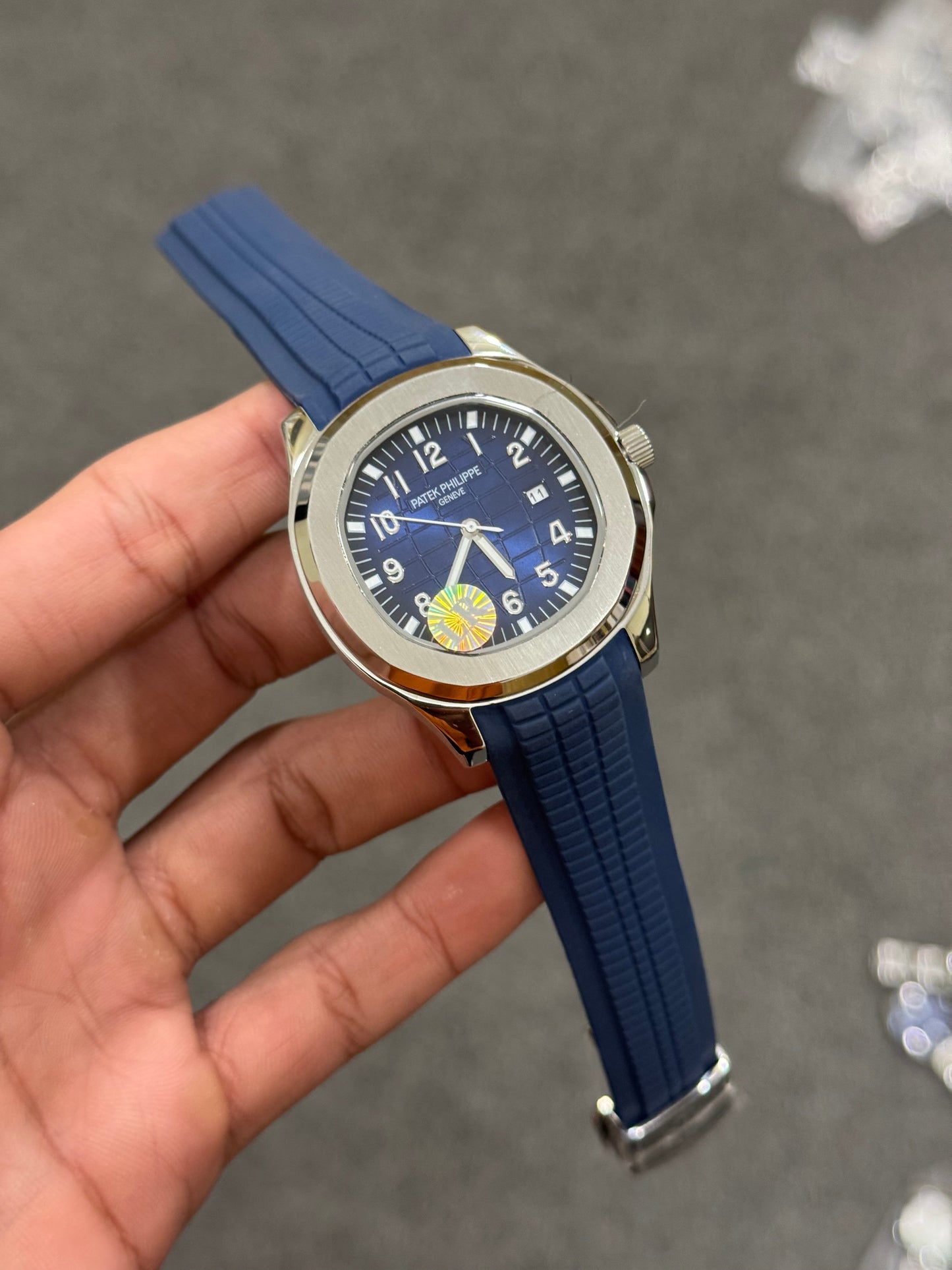 Aquanaut Quartz | Silver Case | Blue Dial | Blue Strap