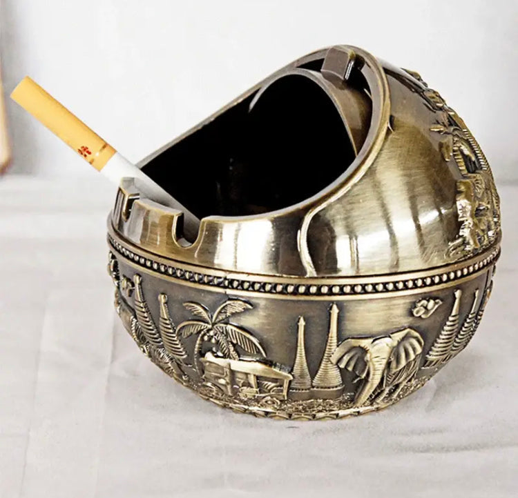 Metal Antique Ashtray with Cover