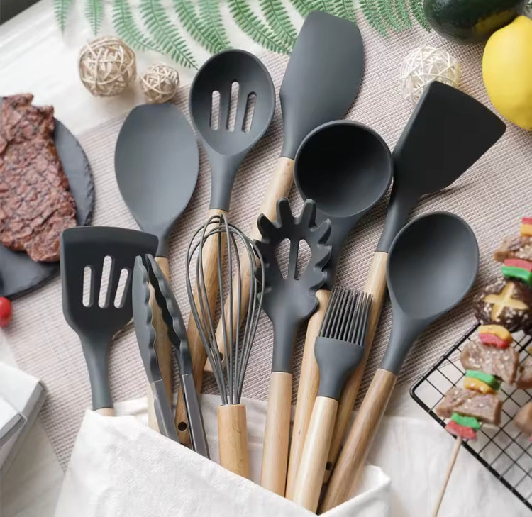 12 Pcs Silicone Kitchenware Non-Stick Utensils Set with Holder