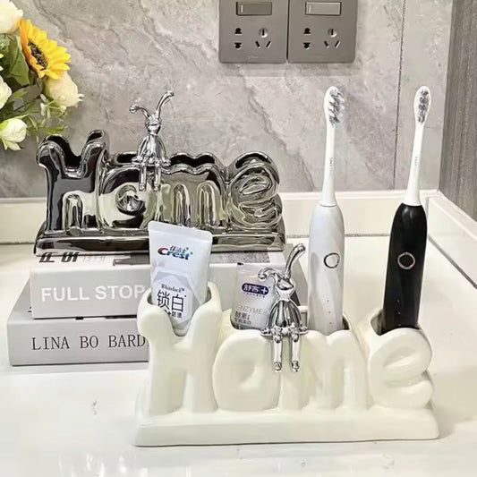 Rabbit Decor Home Style Toothbrush Storage Holder, Bathroom Shelf Toothbrush Storage Rack, Family Bath Toothpaste Storage Rack