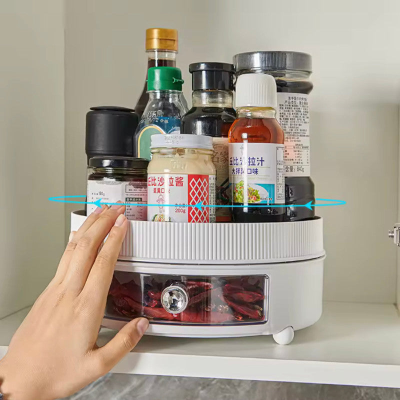 360° Rotation Spice Rack, Large Capacity Cosmetic Storage Tray, Kitchen Seasoning Cosmetic Tray
