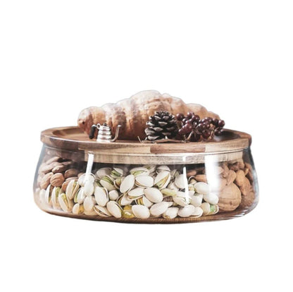 Transparent Glass Storage Canister With Wooden Lid