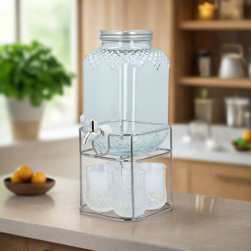 Glass Beverage Dispenser With  Stand