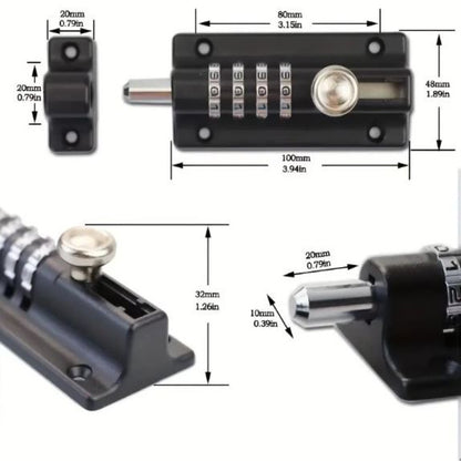 قفل مزلاج الباب، أقفال البوابة للسياج الخارجي، قفل الترباس المركب المكون من 4 أرقام، قفل البوابة الخارجية بدون مفتاح 