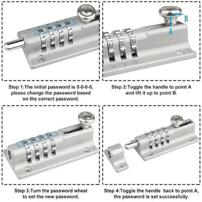 قفل مزلاج الباب، أقفال البوابة للسياج الخارجي، قفل الترباس المركب المكون من 4 أرقام، قفل البوابة الخارجية بدون مفتاح 