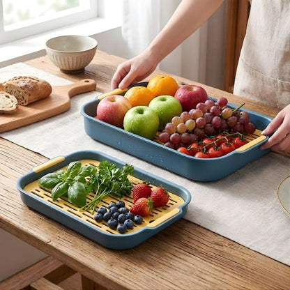 Double Layer Multi Purpose Plastic Dish Drain Tray