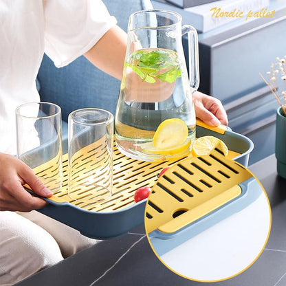 Double Layer Multi Purpose Plastic Dish Drain Tray