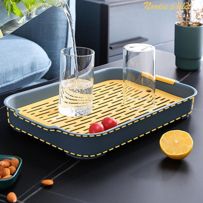 Double Layer Multi Purpose Plastic Dish Drain Tray