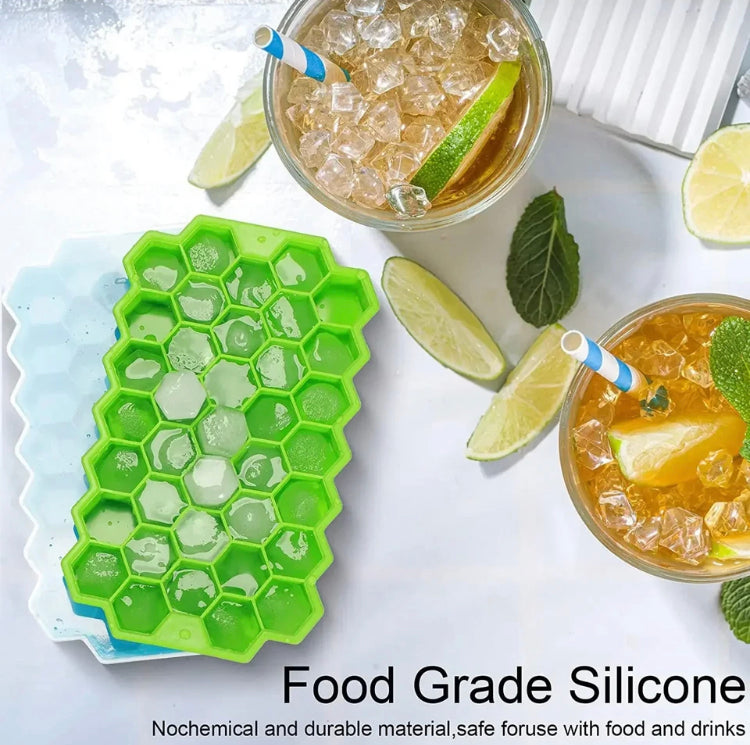 37 Grids Silicone Ice Cube Tray with Lid