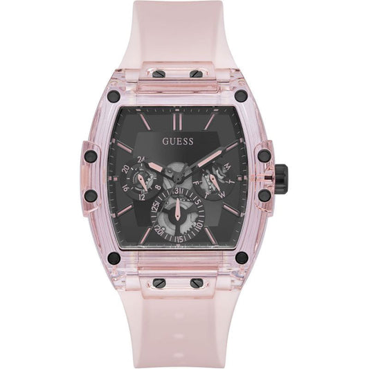 Guess Men’s Quartz Pink Silicone Strap Black Dial 43mm Watch GW0032G1