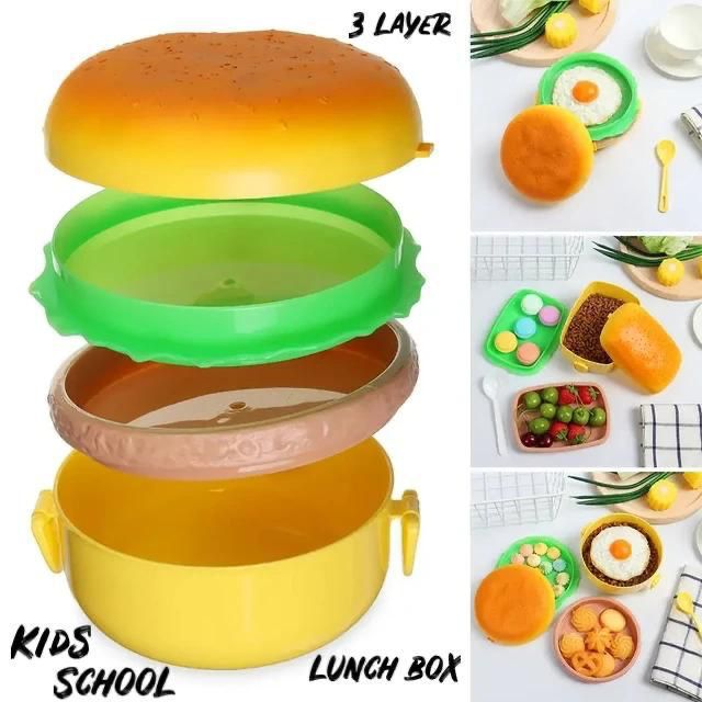 3 Layer Burger Style Lunch Box for Kids