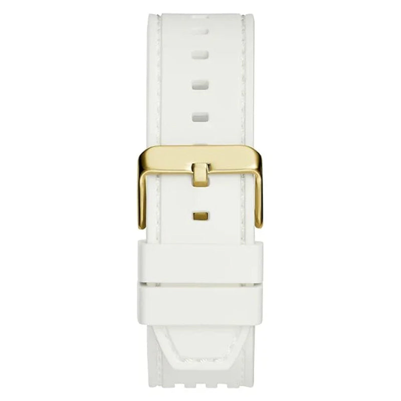 Guess Men’s Quartz White Silicone Strap Champagne Dial 42mm Watch GW0499G5