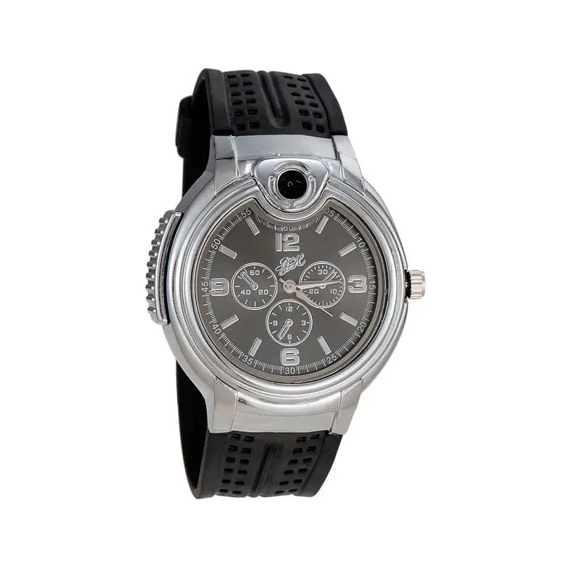 Wrist Watch Inflatable Lighter, 2 In 1 Cigarette Lighter, Cyclic Inflatable Flame Adjustable Lighter, Multifunctional Metal Open Frame Watch Lighter, Men's Sports Watch Gas Lighter