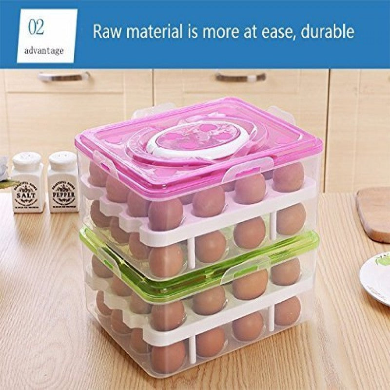 Large 32-Grid Transparent Egg Storage Box – Food-Safe & Stackable Organizer | Adornia.pk