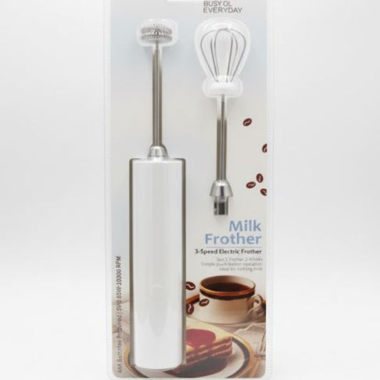 3-Speed Electric Milk Frother & Drink Mixer with 2 Interchangeable Whisks