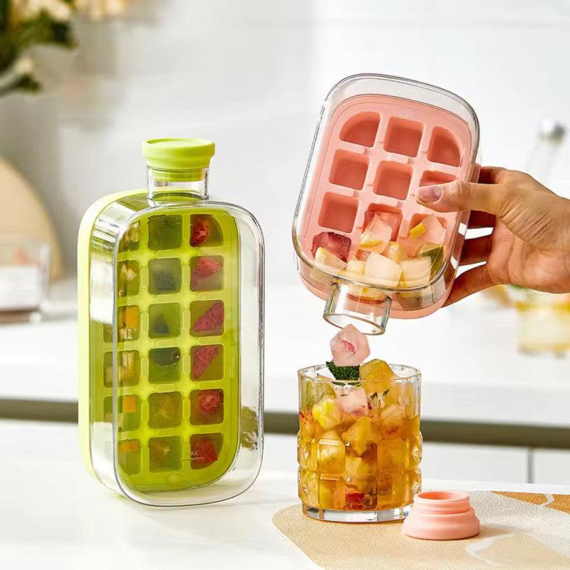 2 in 1 Ice Cube Maker Bottle – Portable Ice Ball Mold & Beverage Cooler