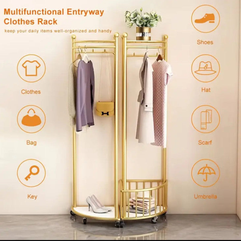 Modern Metal Corner Rack with Wheels | Multi-Purpose Rolling Storage Organizer
