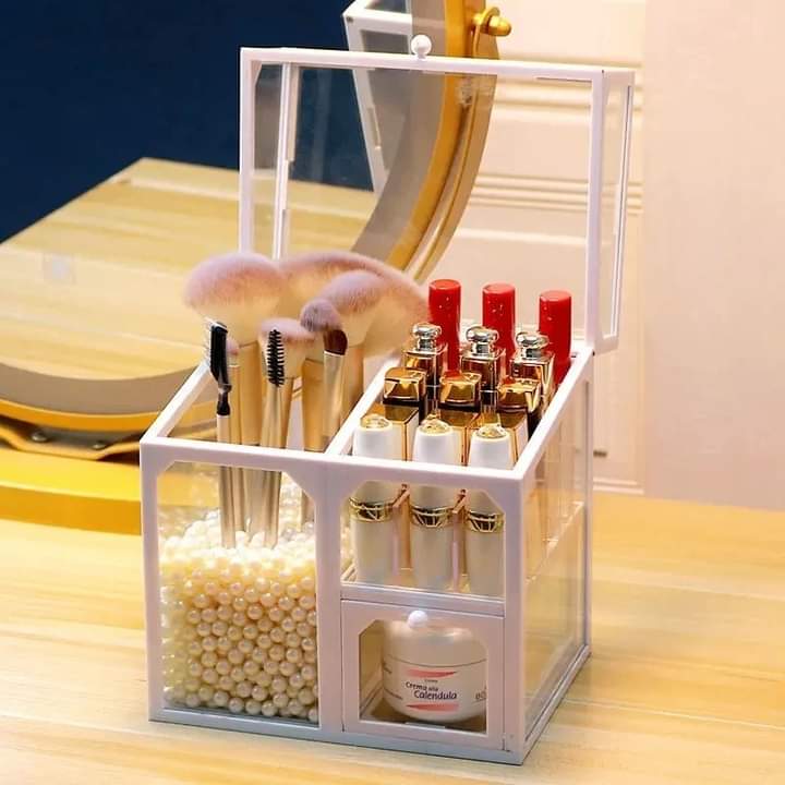 Glass Cosmetic And Makeup Brush Organizer