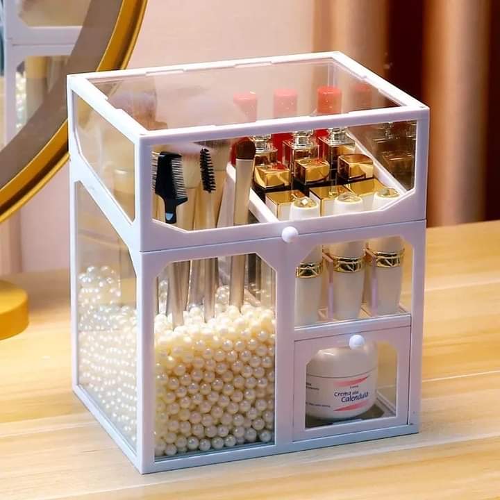 Glass Cosmetic And Makeup Brush Organizer