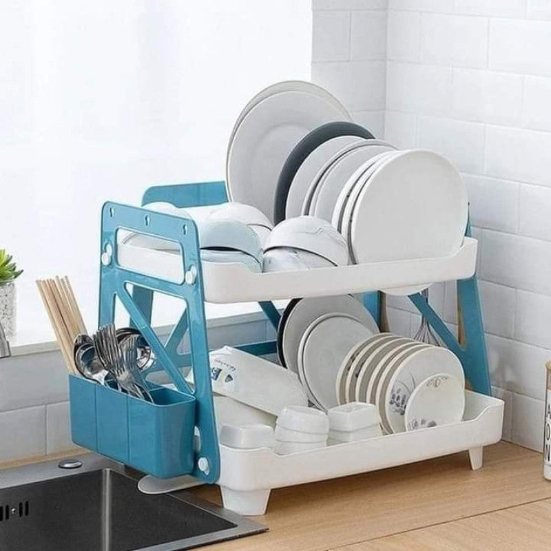 Compact 2-Tier Dish Drying Stand – Space-Saving Kitchen Organizer | Adornia.pk