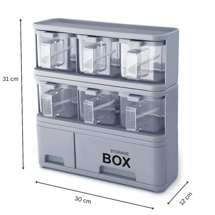 Seasoning Box With 6 Jars And Drawer