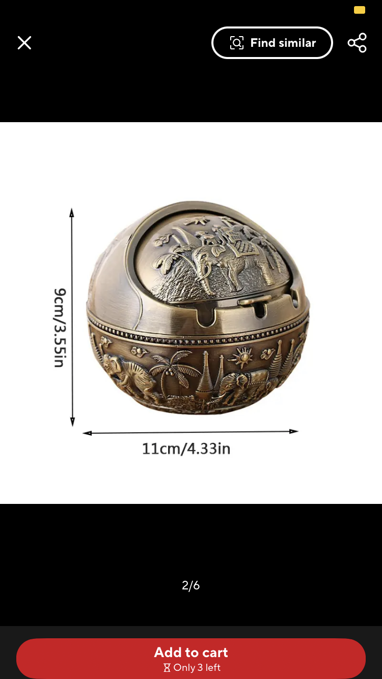 Metal Antique Ashtray with Cover