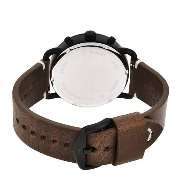 Fossil Commuter Brown Leather Strap Brown Dial Chronograph Quartz Watch for Gents - FS5403