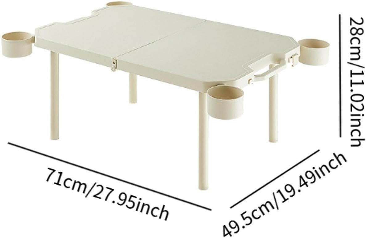 Foldable Camping Table Picnic Desk with 4 Cup Holders Handle Design Cooking Table Outside Desk for Travel Patio