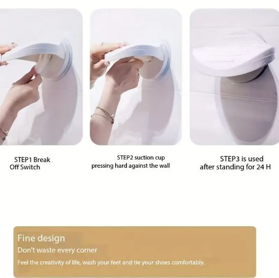 Foot Shower Pedal | Shower Foot Rest with Suction Cup