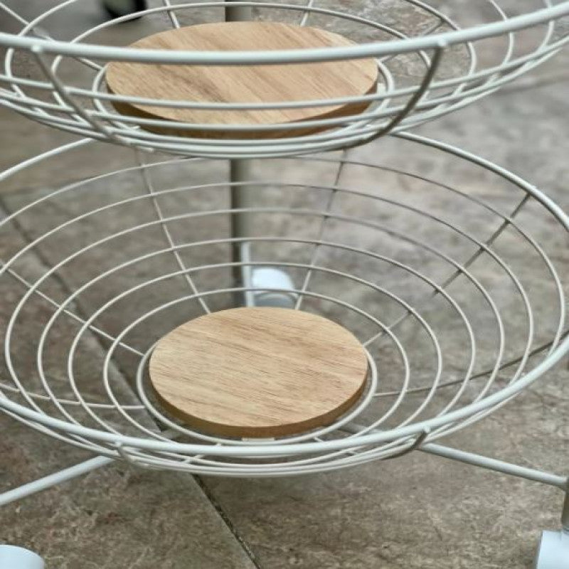 3/4 Layer Fruits and Vegetable Basket – Premium Metal Finish with Wooden Accents