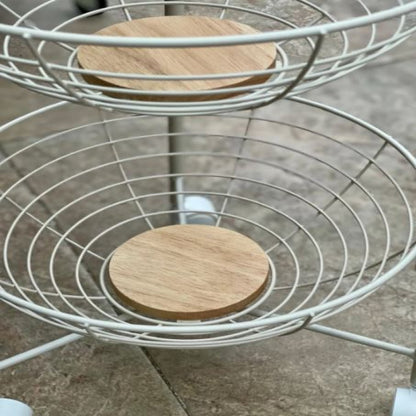 3/4 Layer Fruits and Vegetable Basket – Premium Metal Finish with Wooden Accents