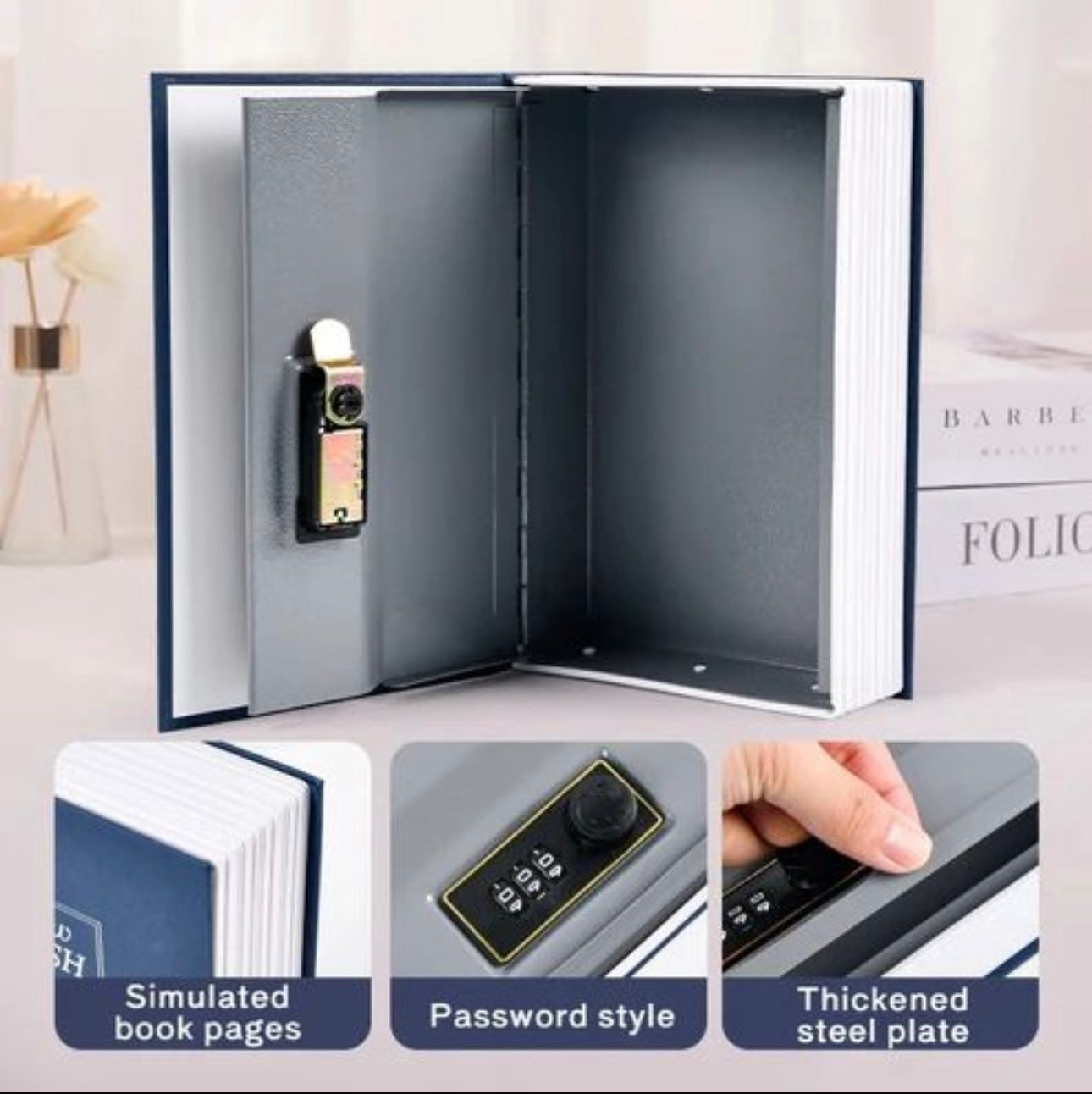 Luxury Book-Style Secret Safe with Combination Lock – Hidden Dictionary Security Box
