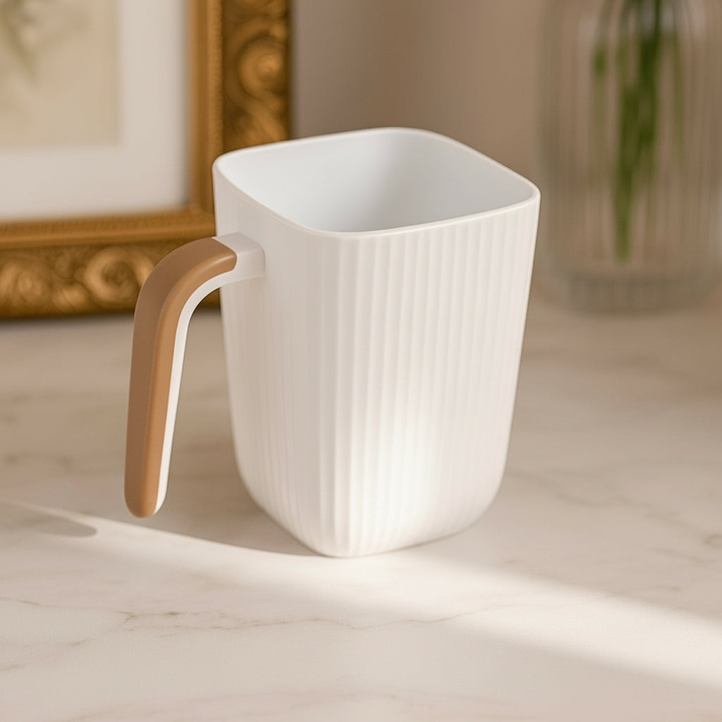 Ziba Premium Ribbed Square Mug – Modern Minimalist Drinkware with Ergonomic Handle