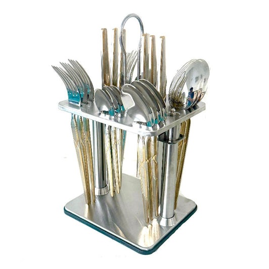 Stainless Steel Cutlery With Stand (Set of 24pcs)