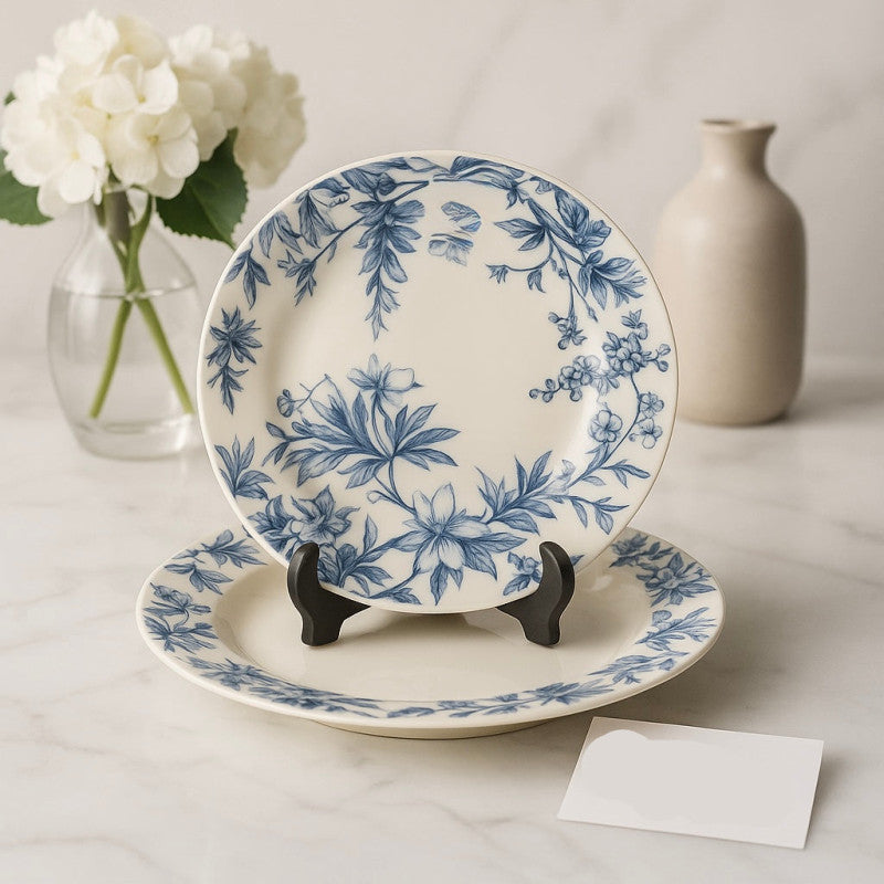Terrace Blue Floral 18-Piece Dinner Plate Set | Premium Porcelain Tableware for Elegant Dining & Entertaining
