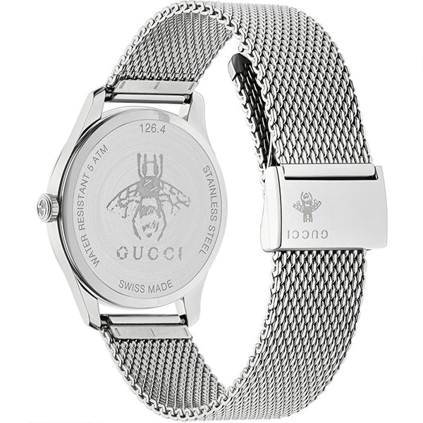 Gucci G-Timeless Silver Stainless Steel Mother of Pearl Dial Quartz Watch for Ladies- GUCCI YA1264040