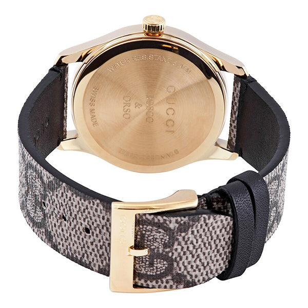 Gucci G-Timeless Brown Leather Dog Motif Dial Quartz Watch for Unisex- GUCCI YA1264057