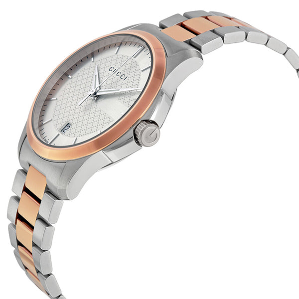 Gucci G-Timeless Two-tone Stainless Steel Silver Dial Quartz Watch for Ladies- GUCCI YA126447