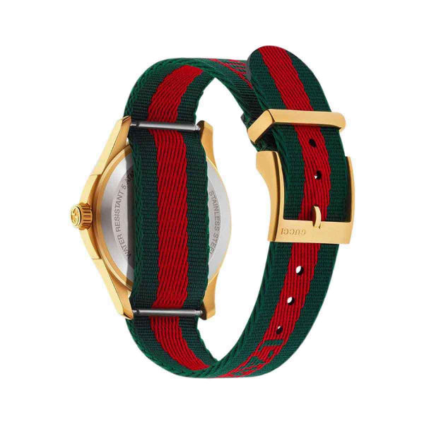 Gucci Le Marche Des Merveilles Bee Motif Two-tone NATO Strap Green Dial Quartz Unisex Watch - GUCCI YA 126487