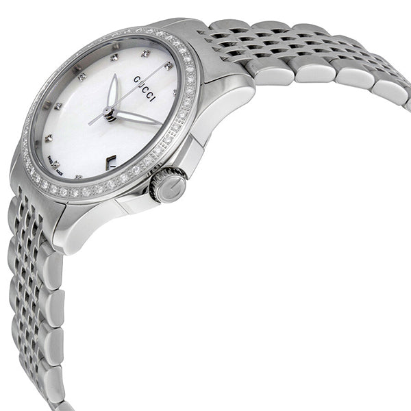 Gucci G-Timeless Silver Stainless Steel Mother of Pearl Dial Quartz Watch for Ladies - YA 126508