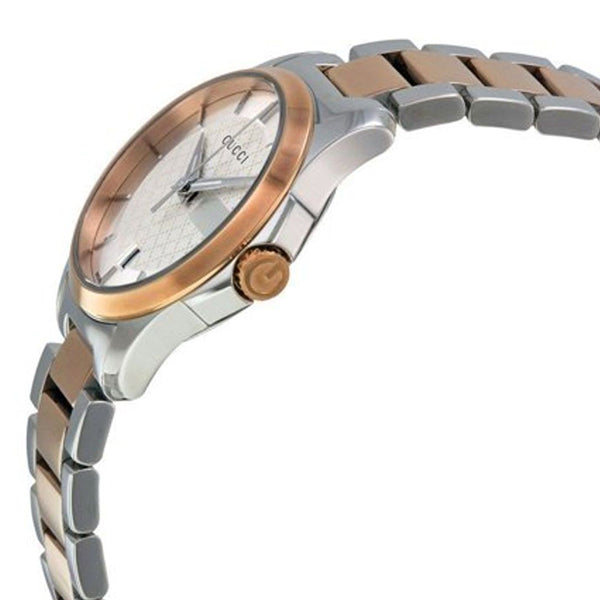 Gucci G-Timeless Two-tone Stainless Steel Silver Dial Quartz Watch for Ladies- GUCCI YA126528