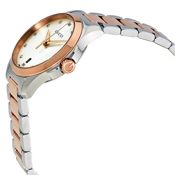 Gucci G-Timeless Two-tone Stainless Steel Mother of Pearl Dial Quartz Watch for Ladies- GUCCI YA126544