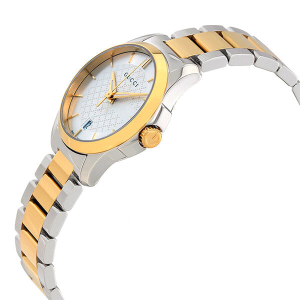 Gucci G-Timeless Two-tone Stainless Steel Silver Dial Quartz Watch for Ladies- GUCCI YA126563