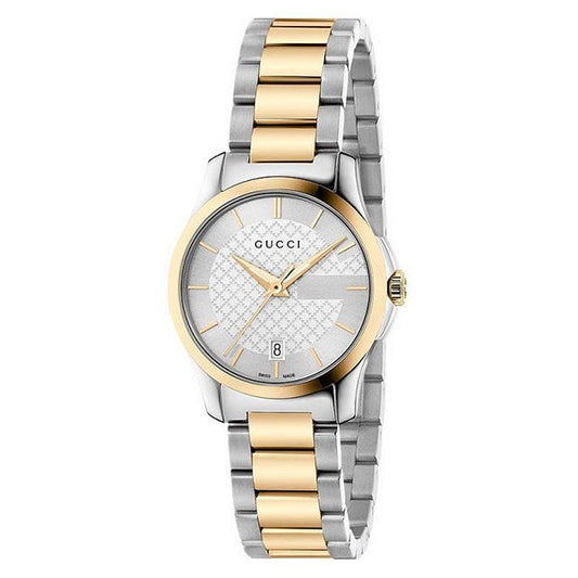 Gucci G-Timeless Two-tone Stainless Steel Silver Dial Quartz Watch for Ladies- GUCCI YA126563