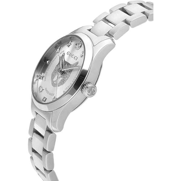 Gucci G-Timeless Silver Stainless Steel Silver Dial Quartz Watch for Ladies - GUCCI YA 126595