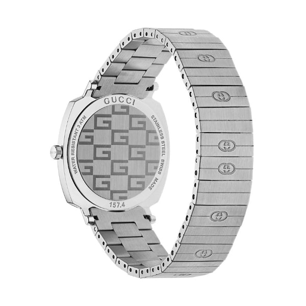 Gucci Grip Silver Stainless Steel Silver Dial Quartz Watch for Ladies - GUCCI YA 157401