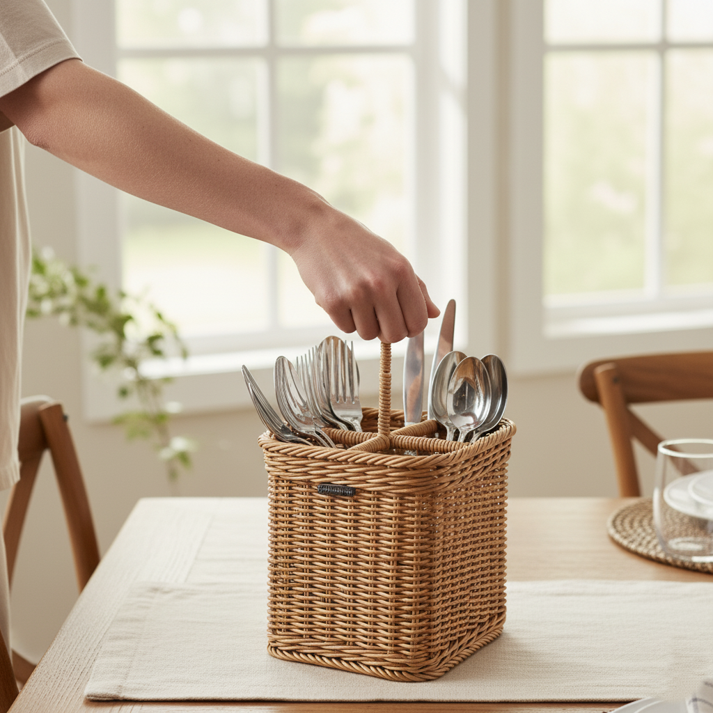 Woven Handmade Cuttlery Holder (51078) by Ziba