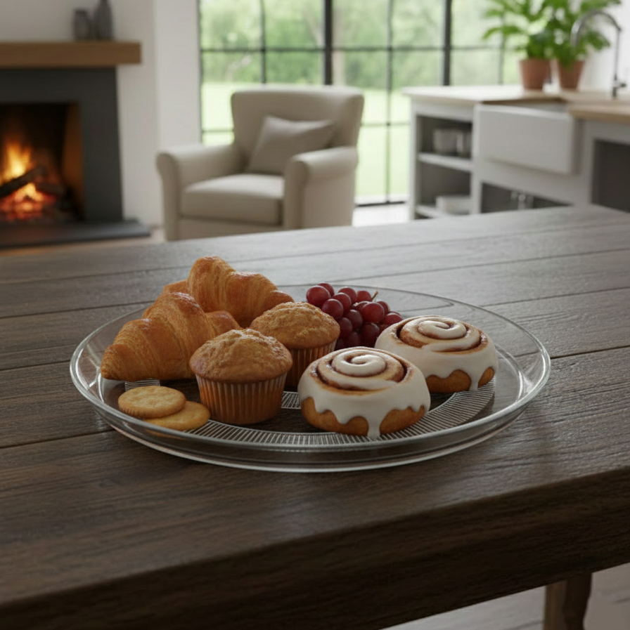 Majestic Round Glass Serving Platter by Limon