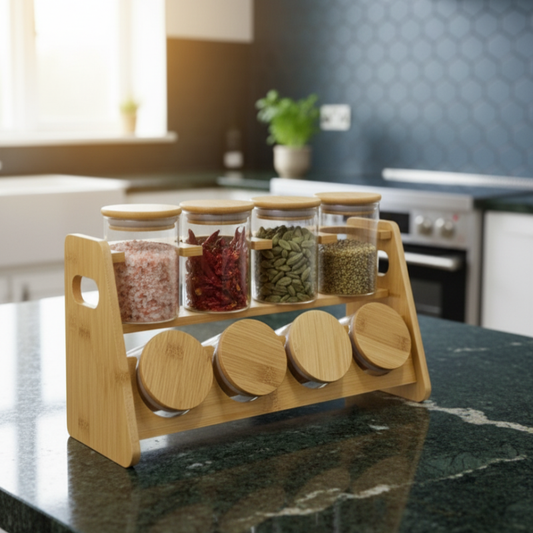 BambooAura Rotating Spice Station – Premium Kitchen Organizer | Adornia.pk