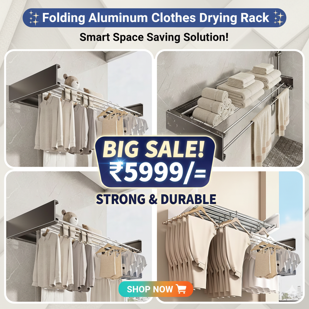 ✨ Folding Aluminum Clothes Drying Rack – Smart Space Saving Solution! ✨